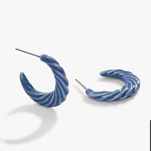 ALEX AND ANI Textured Huggie Hoops,BLUE EARRINGS|Sterling Silver Posts|New W Tag